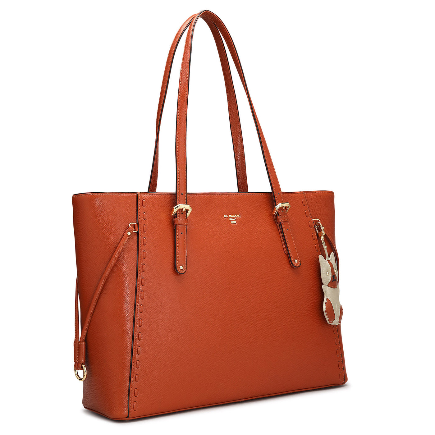 Large Franzy Leather Tote - Rust Orange
