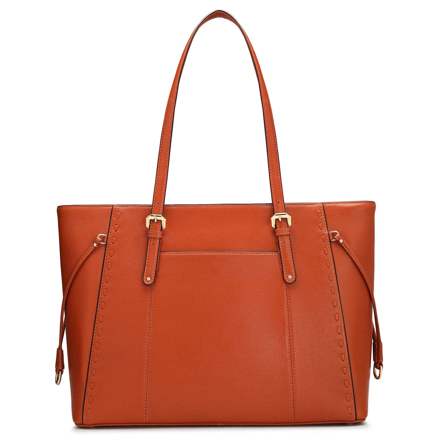 Large Franzy Leather Tote - Rust Orange