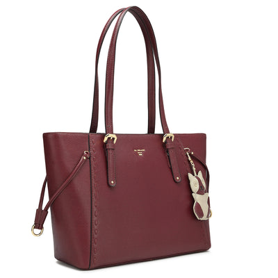Small Franzy Leather Tote - Berry