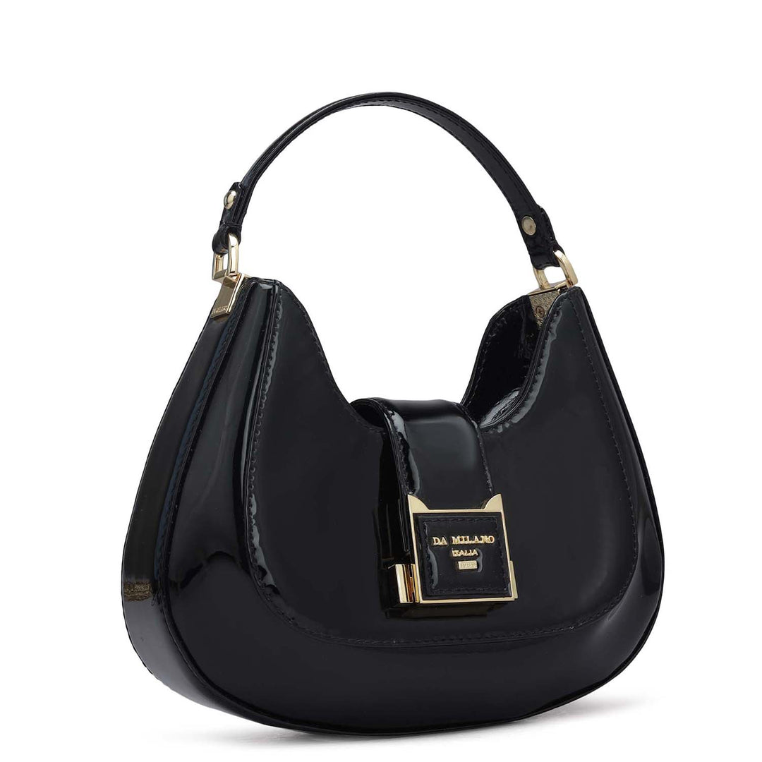 Small Patent Leather Satchel - Black