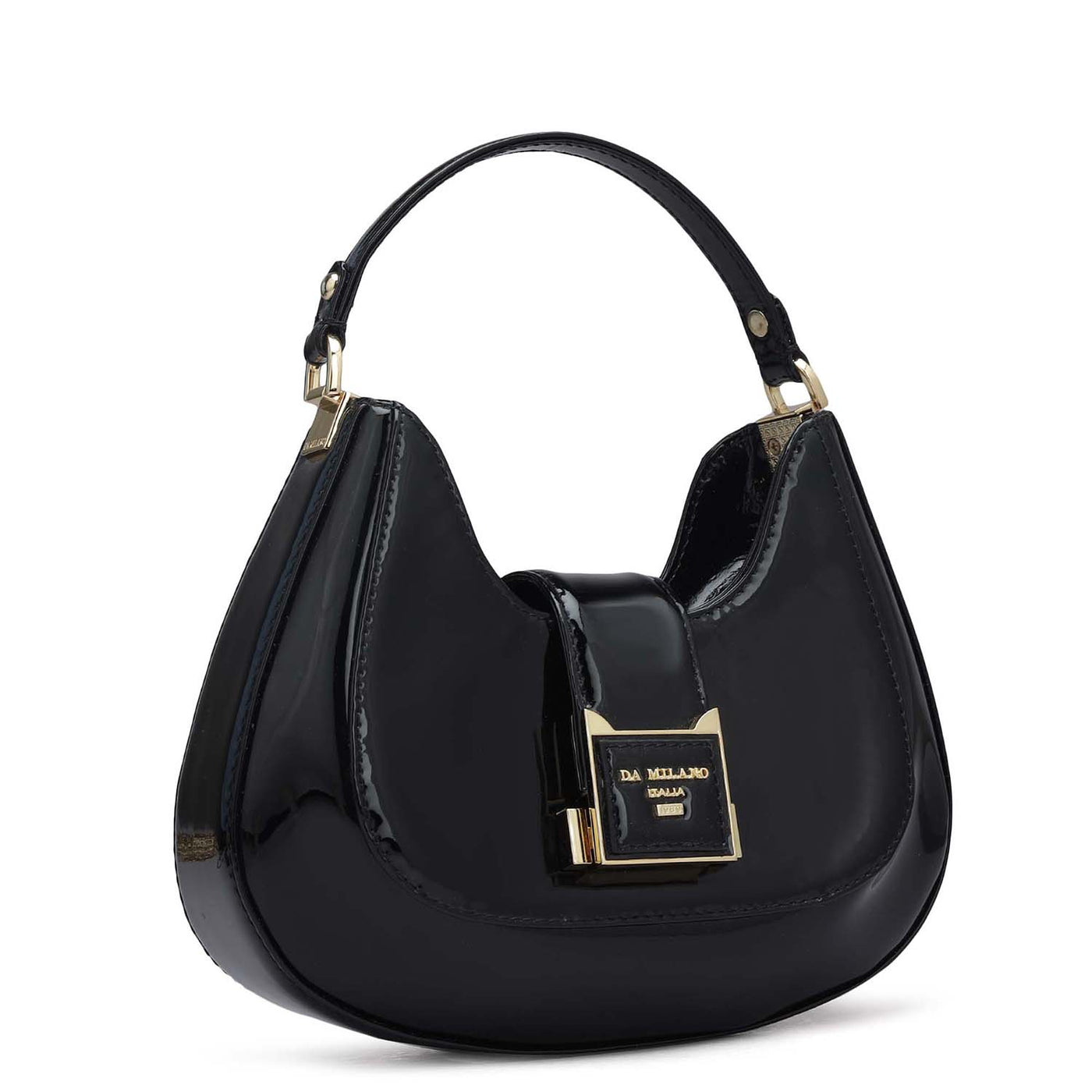 Small Patent Leather Satchel - Black
