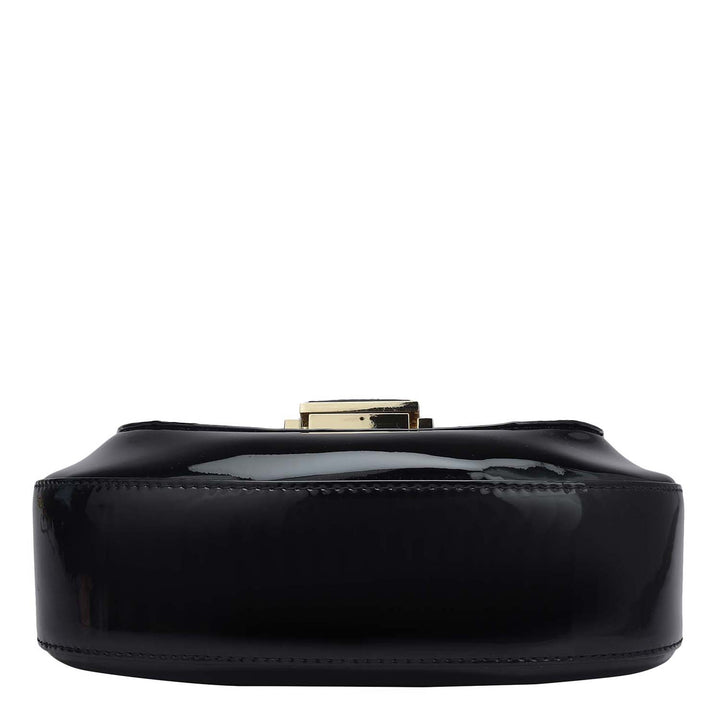 Small Patent Leather Satchel - Black