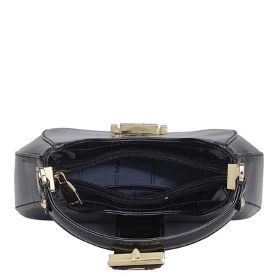 Small Patent Leather Satchel - Black