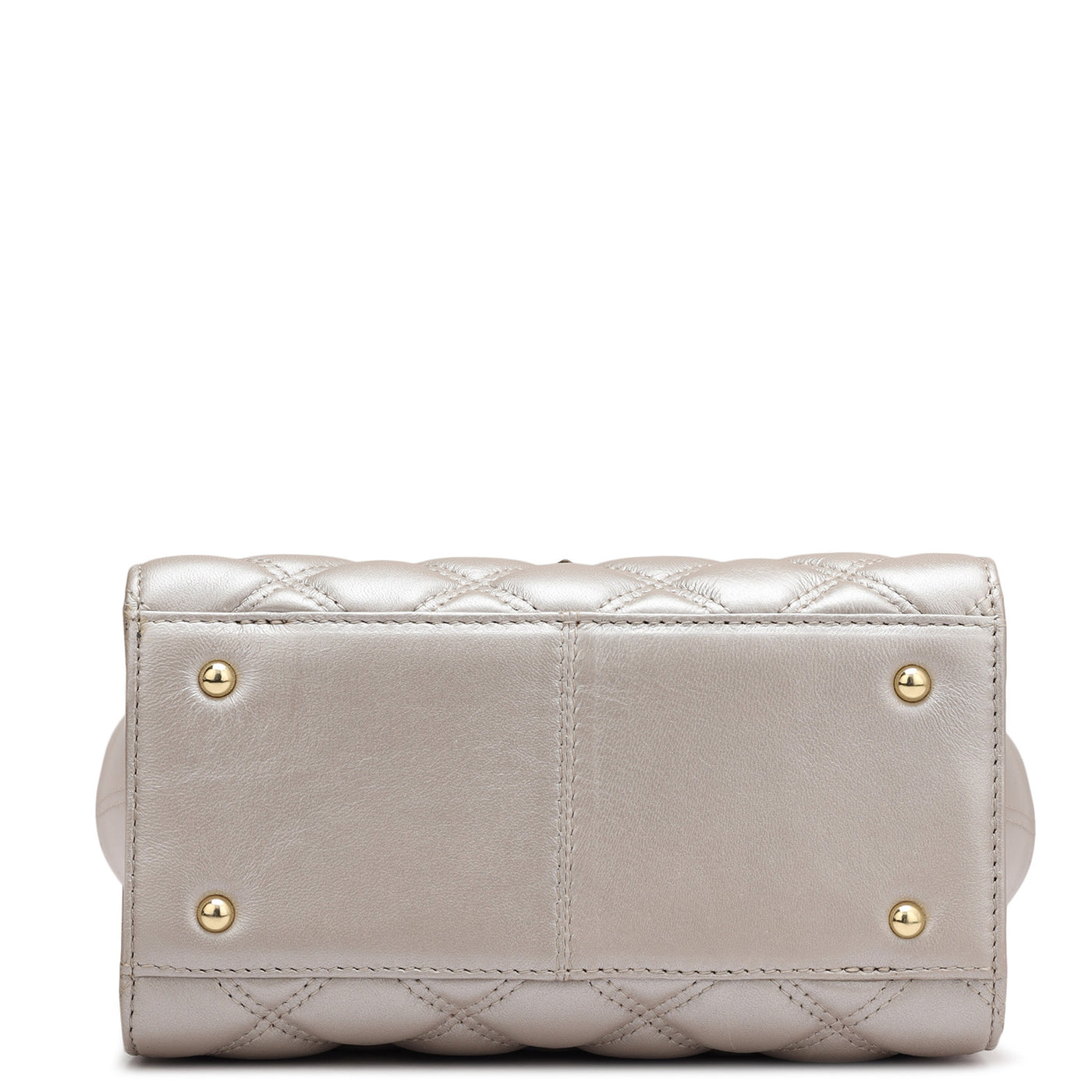 Small Quilting Leather Satchel - Pearl