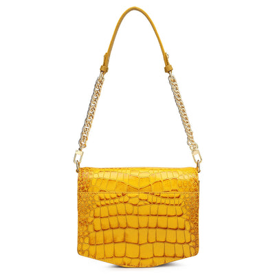 Small Croco Leather Shoulder Bag - Honey