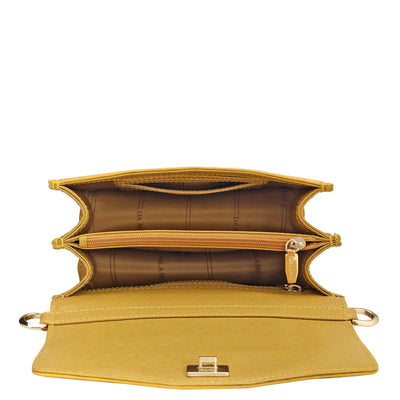 Small Croco Leather Shoulder Bag - Honey