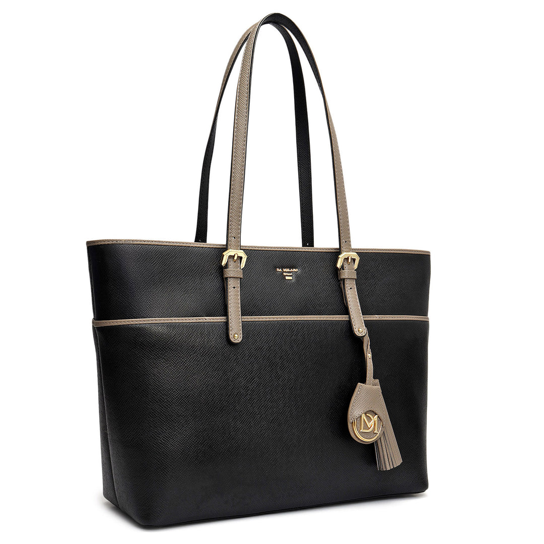 Medium Franzy Leather Tote - Black
