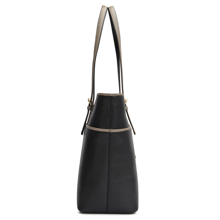 Medium Franzy Leather Tote - Black