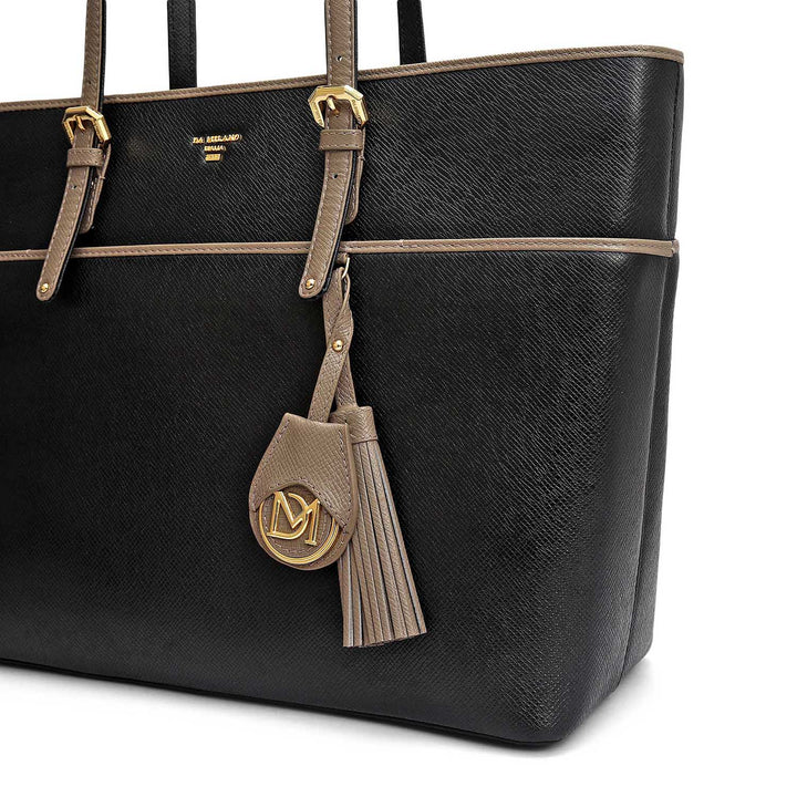 Medium Franzy Leather Tote - Black