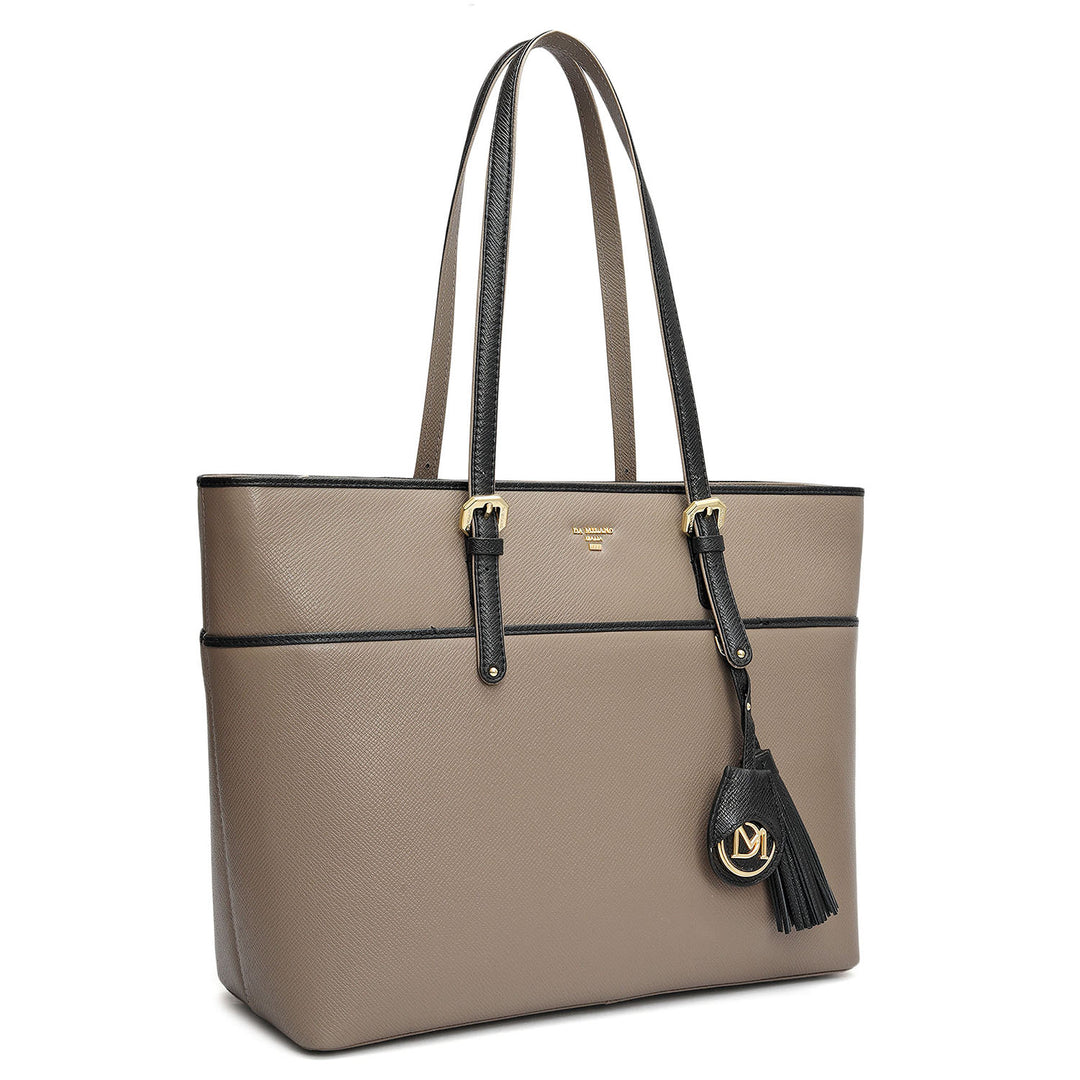 Medium Franzy Leather Tote - Smoke Grey