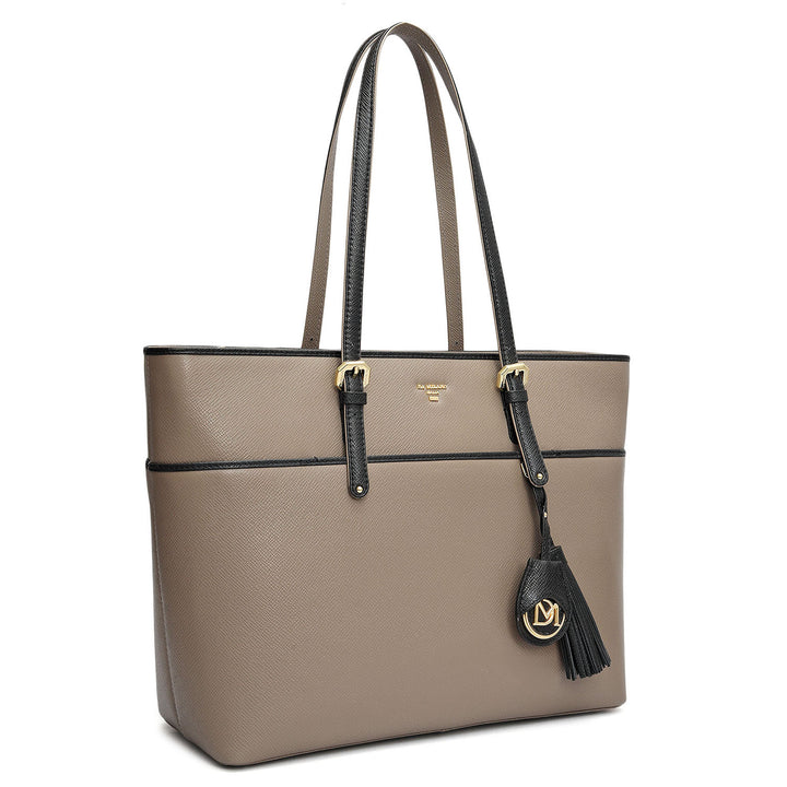 Medium Franzy Leather Tote - Smoke Grey