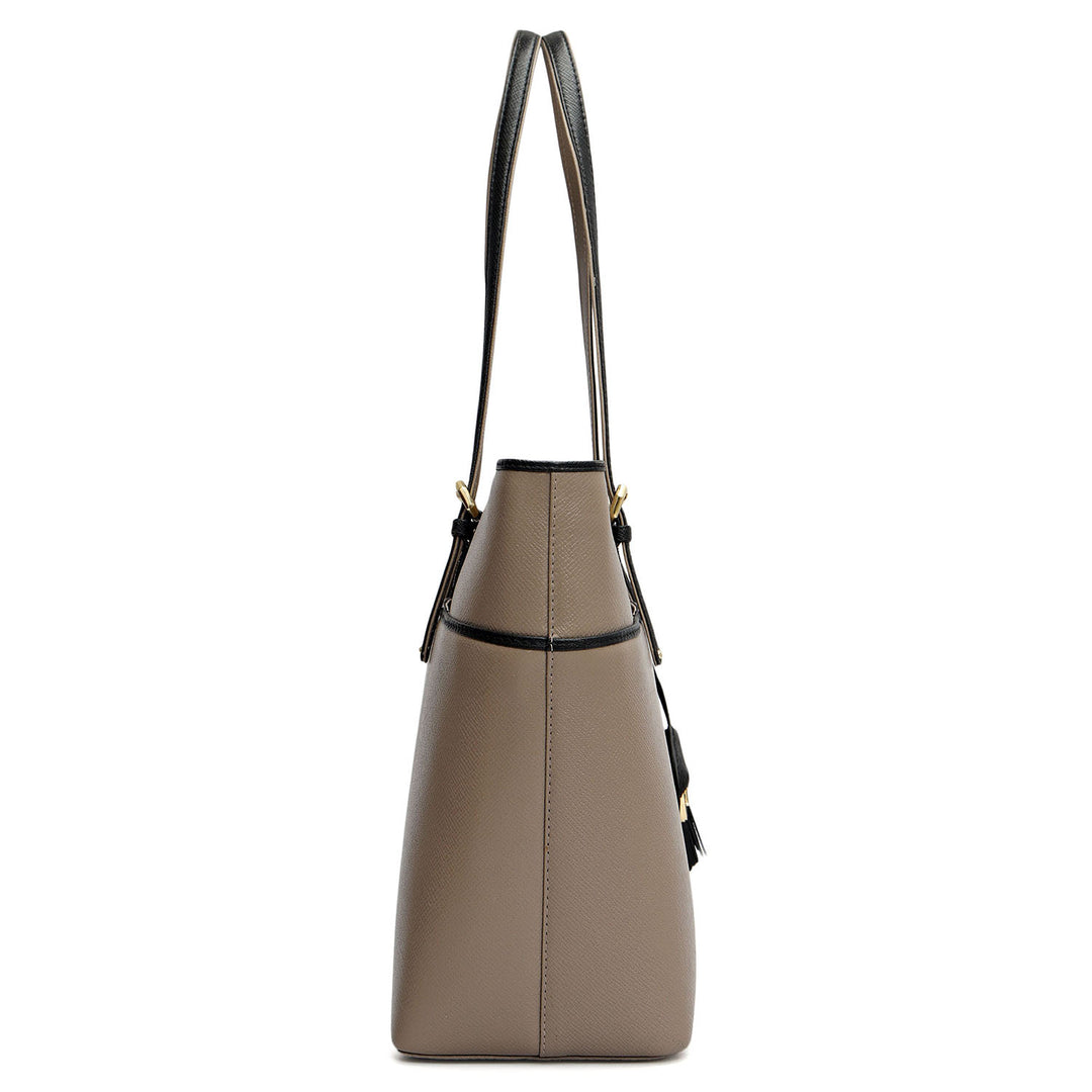 Medium Franzy Leather Tote - Smoke Grey