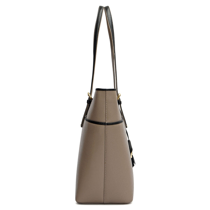 Medium Franzy Leather Tote - Smoke Grey