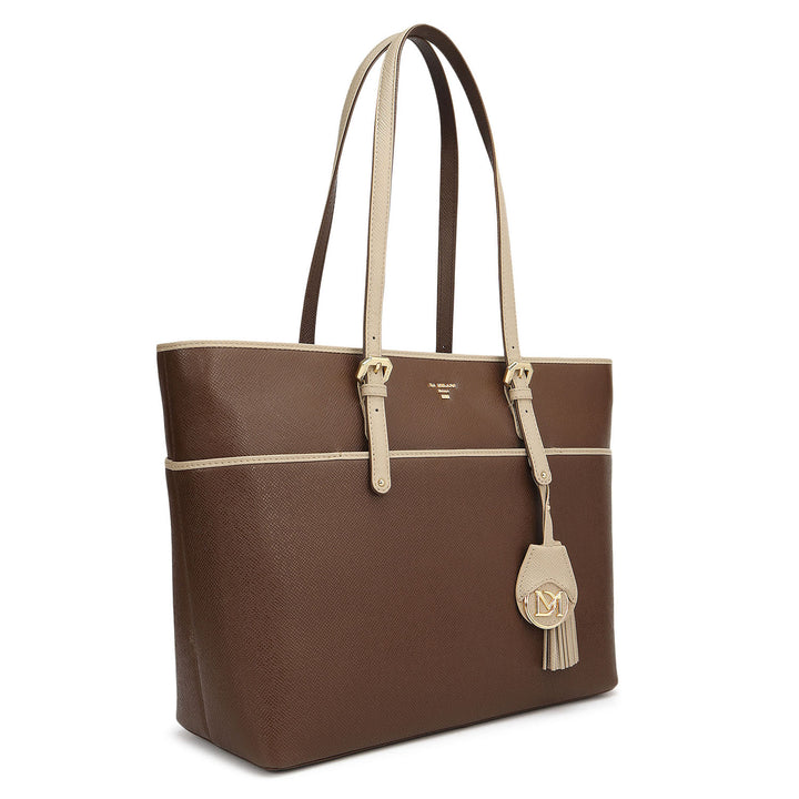 Medium Franzy Leather Tote - Walnut