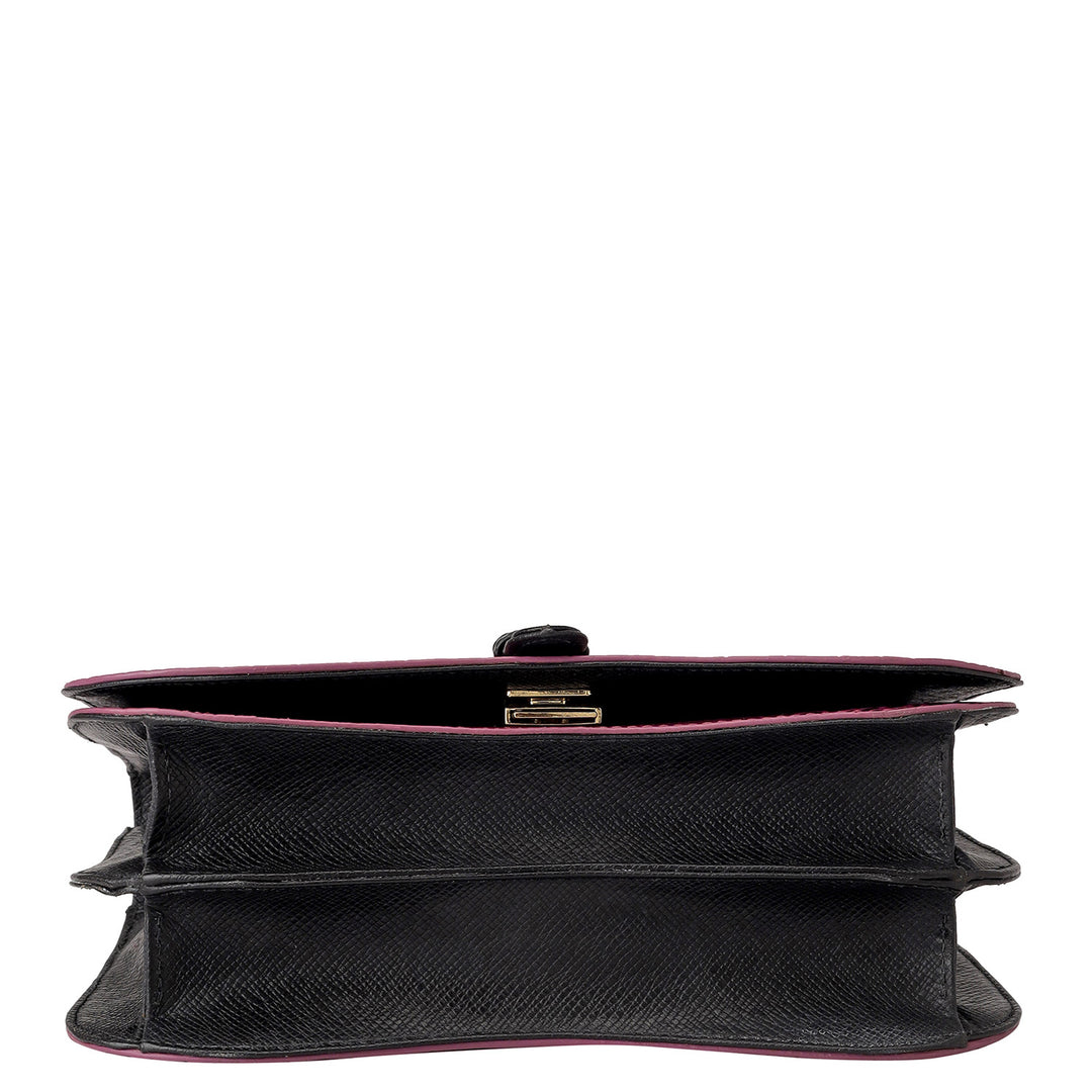 Small Croco Leather Shoulder Bag - Orchid