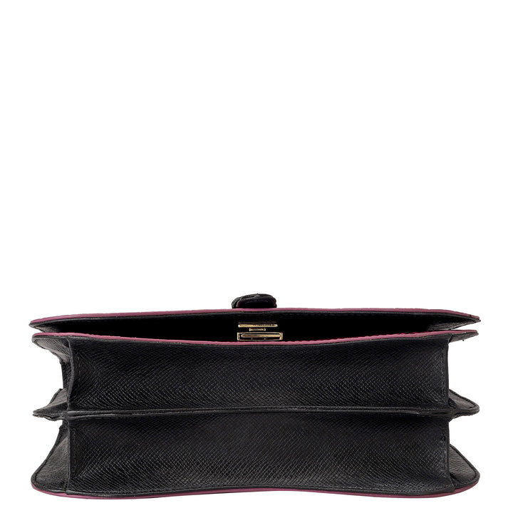 Small Croco Leather Shoulder Bag - Orchid