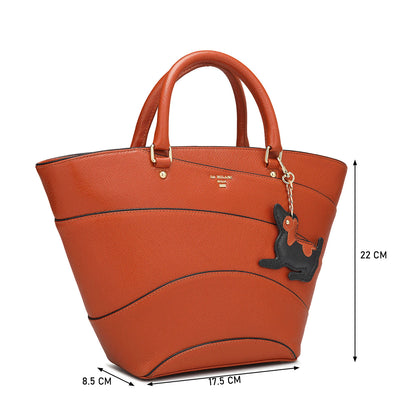 Small Franzy Leather Satchel - Rust Orange
