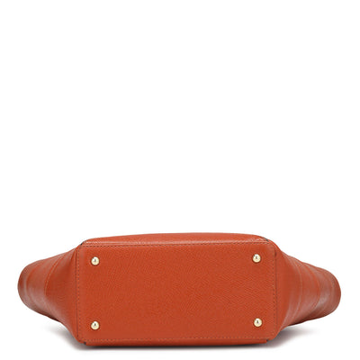 Small Franzy Leather Satchel - Rust Orange