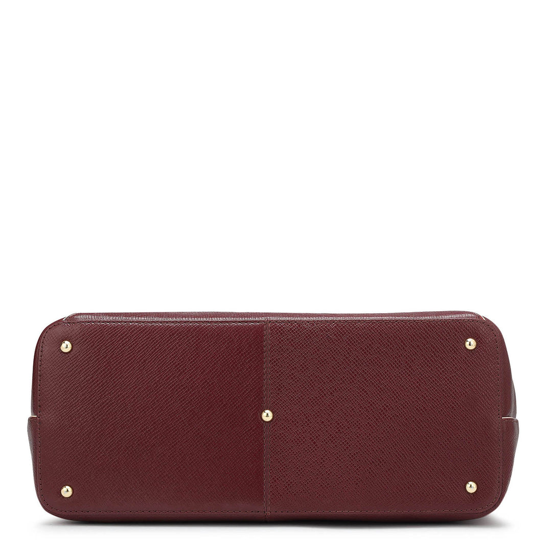 Medium Franzy Leather Tote - Blood Stone