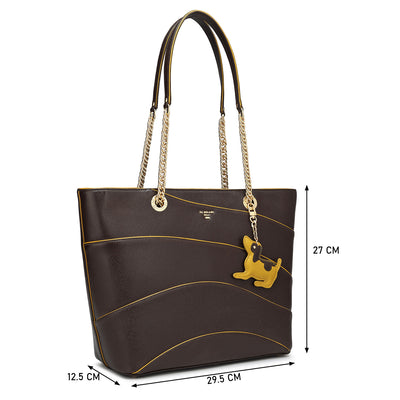 Medium Franzy Leather Tote - Chocolate