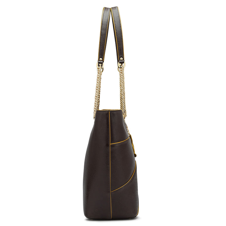 Medium Franzy Leather Tote - Chocolate