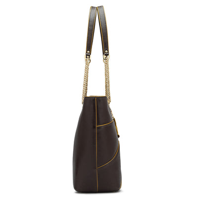 Medium Franzy Leather Tote - Chocolate