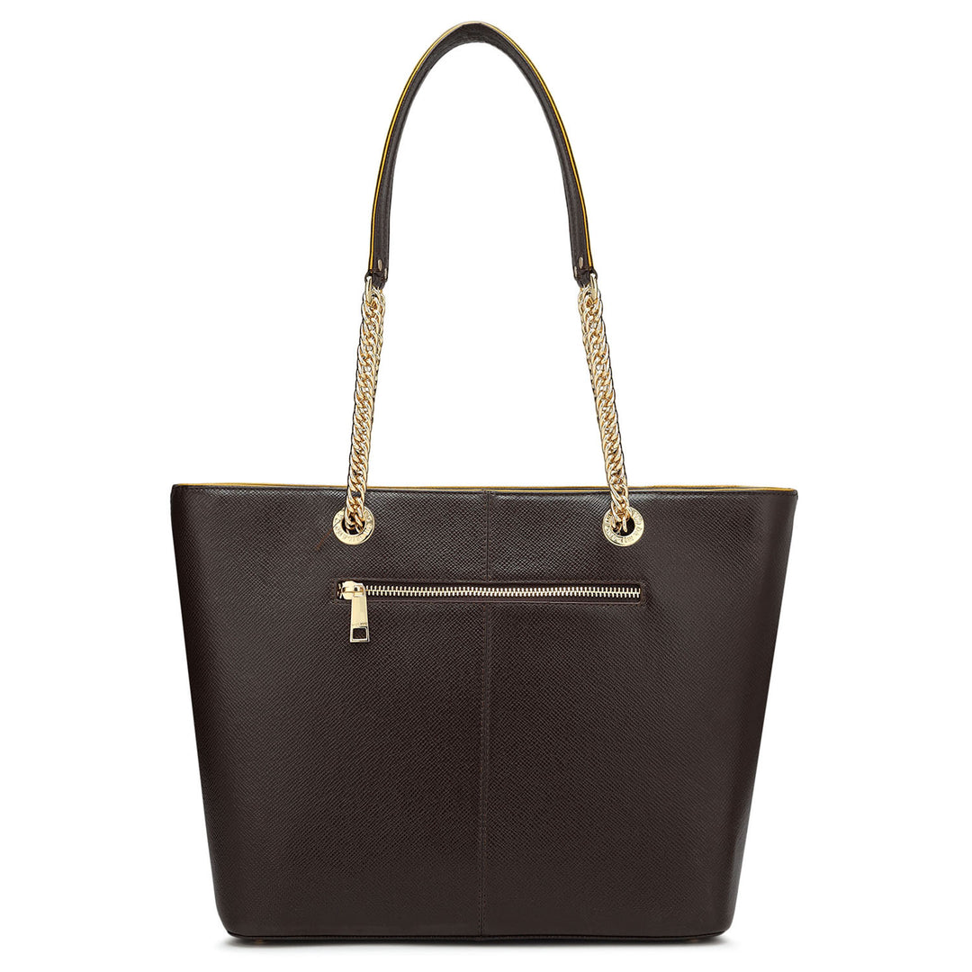 Medium Franzy Leather Tote - Chocolate