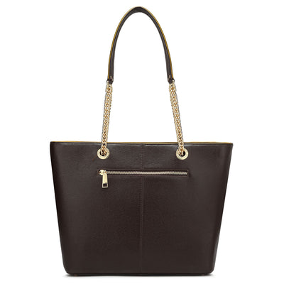 Medium Franzy Leather Tote - Chocolate