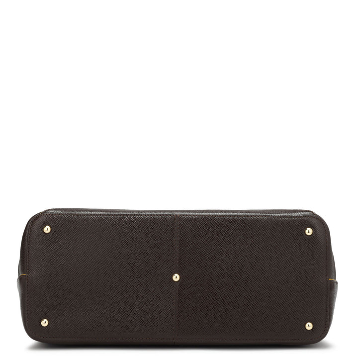 Medium Franzy Leather Tote - Chocolate