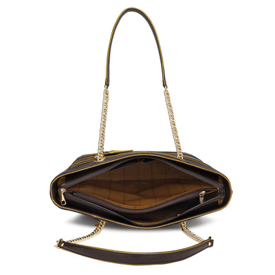 Medium Franzy Leather Tote - Chocolate
