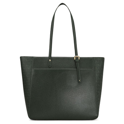 Large Monogram Franzy Leather Tote - Petrol Green