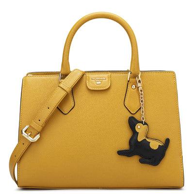 Small Franzy Leather Satchel - Mustard