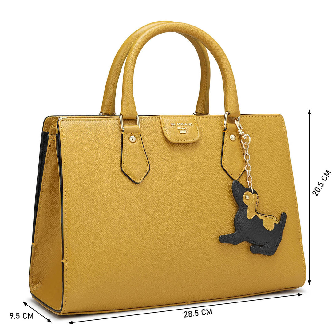 Small Franzy Leather Satchel - Mustard