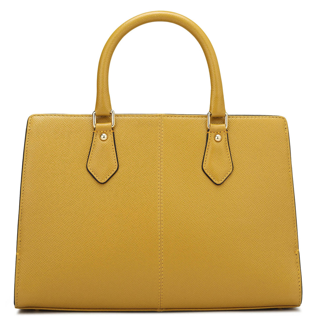 Small Franzy Leather Satchel - Mustard