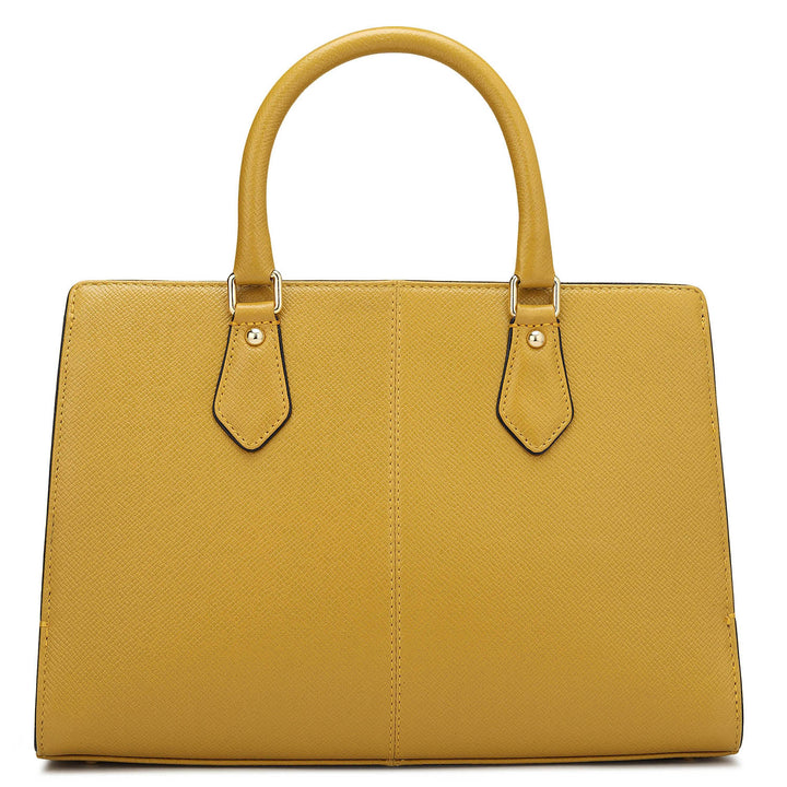 Small Franzy Leather Satchel - Mustard