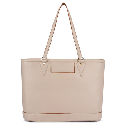 Large Wax Leather Tote - Beige