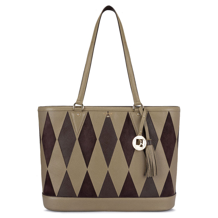 Large Wax Leather Tote - Olive