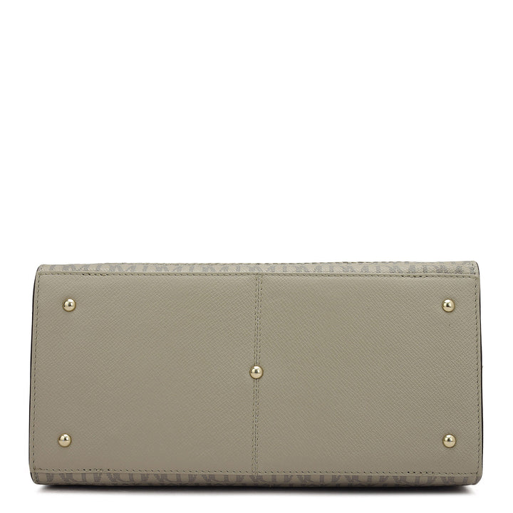 Medium Monogram Franzy Leather Satchel - Chalk