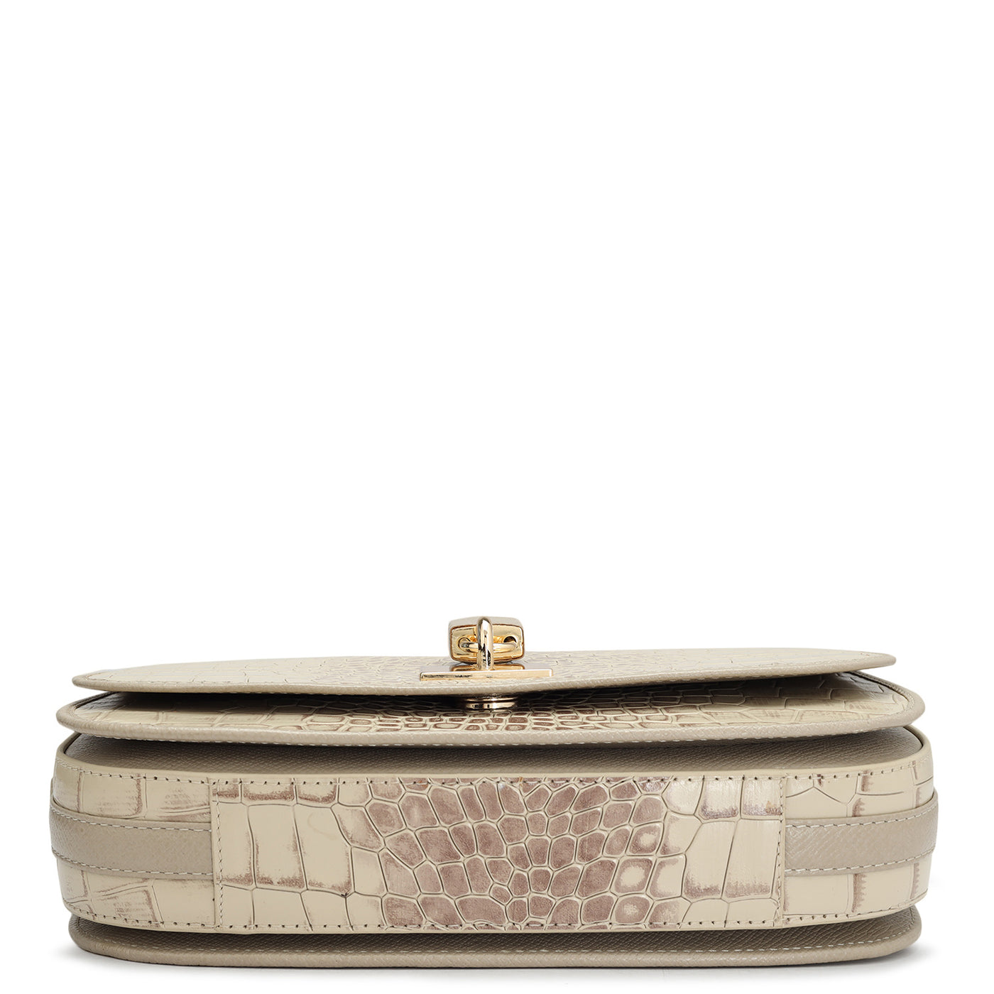 Small Croco Leather Baguette - Frost