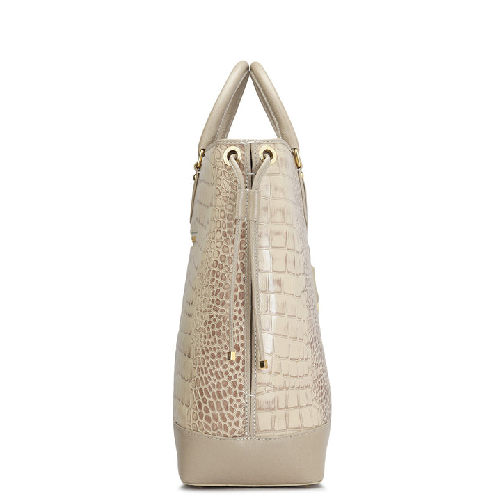 Large Croco Leather Tote - Frost
