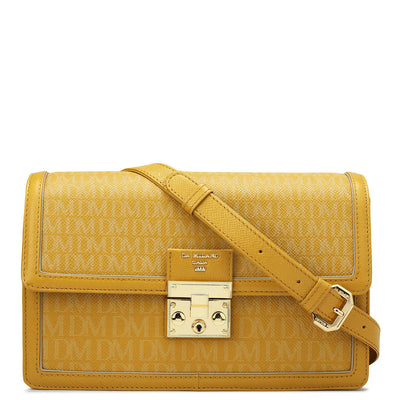 Small Monogram Leather Baguette - Mustard