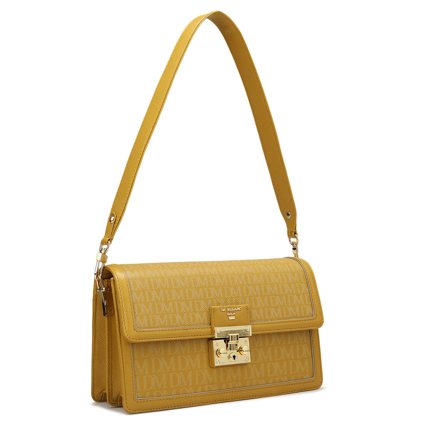 Small Monogram Leather Baguette - Mustard