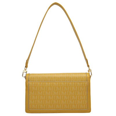 Small Monogram Leather Baguette - Mustard