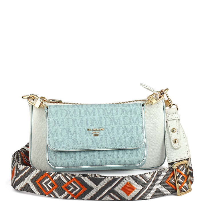 Monogram Franzy Leather Sling - Cloud Blue & White