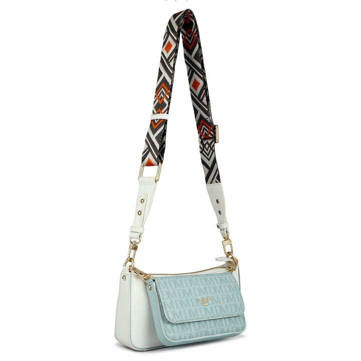 Monogram Franzy Leather Sling - Cloud Blue & White