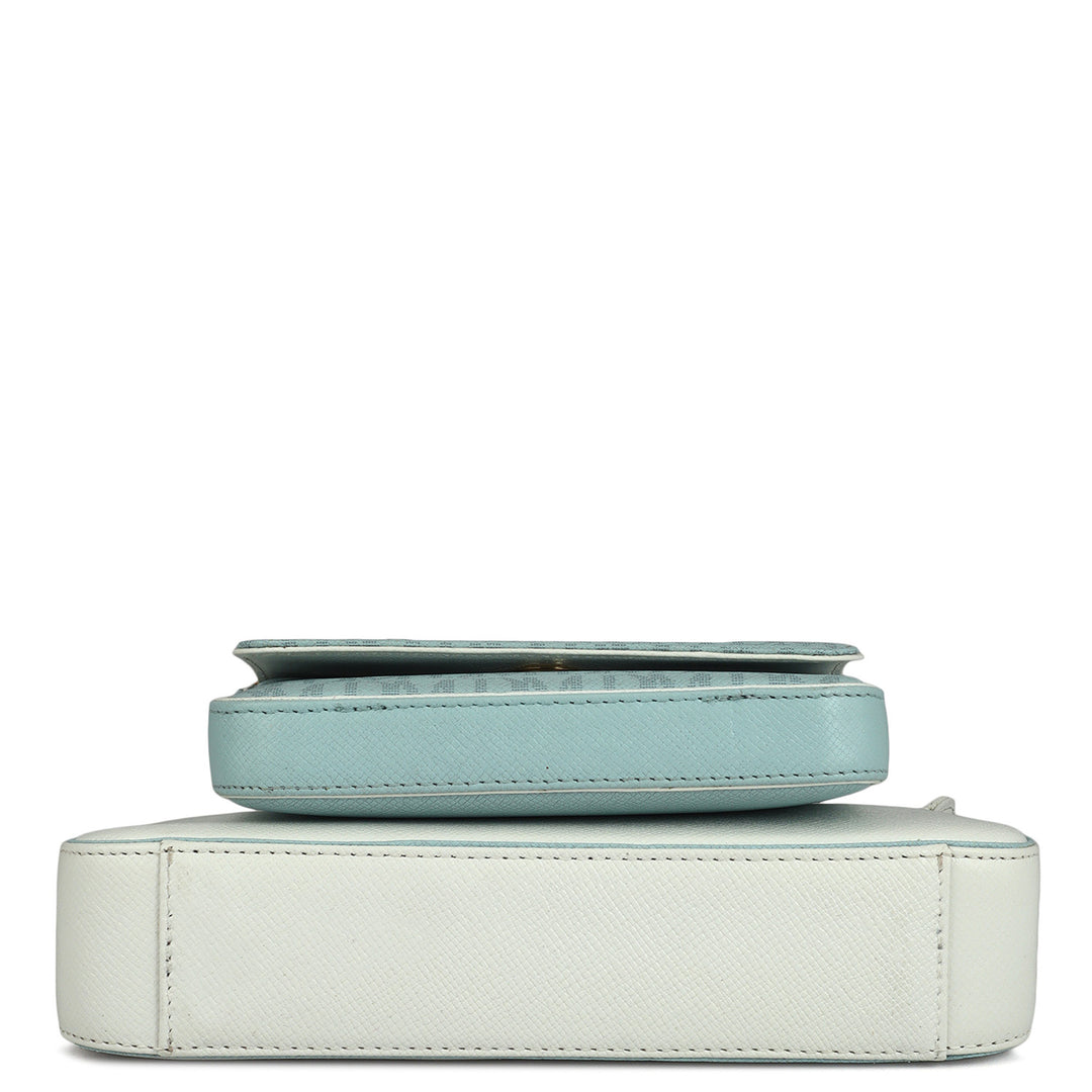 Monogram Franzy Leather Sling - Cloud Blue & White
