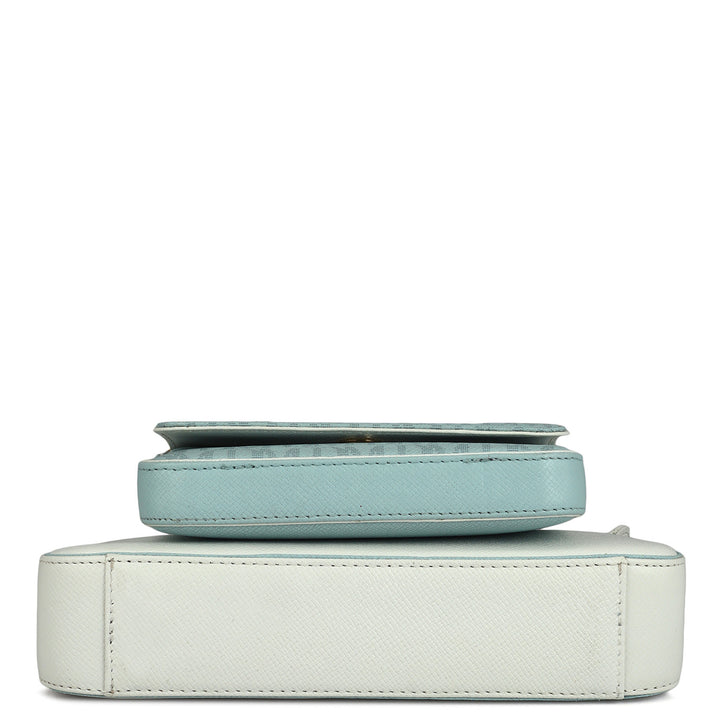 Monogram Franzy Leather Sling - Cloud Blue & White