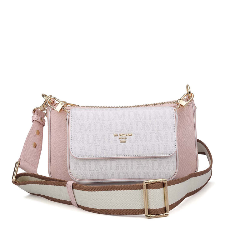 Small Monogram Franzy Leather Sling - Blush & White
