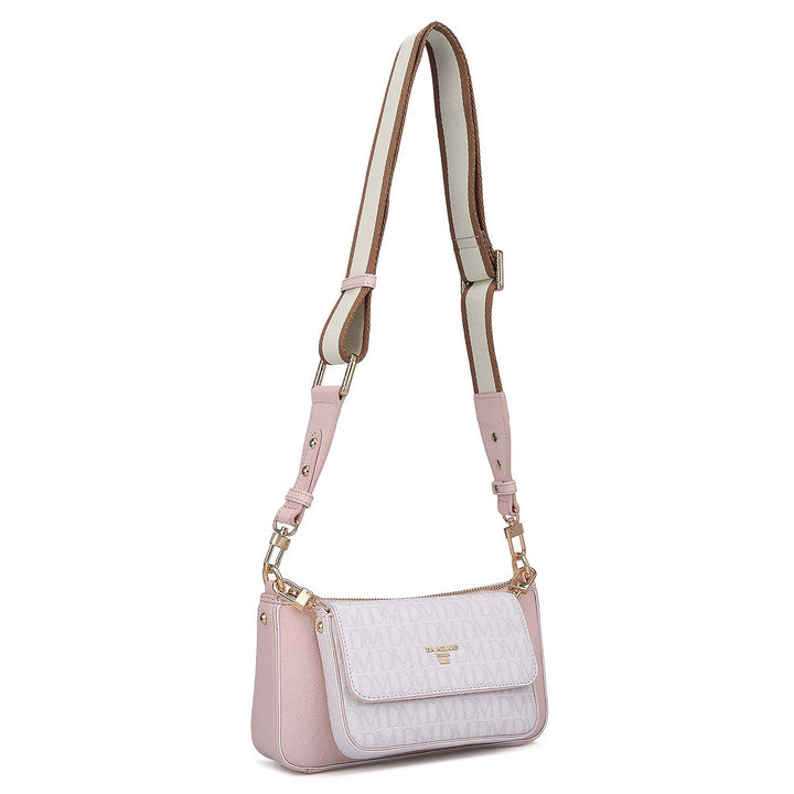 Small Monogram Franzy Leather Sling - Blush & White