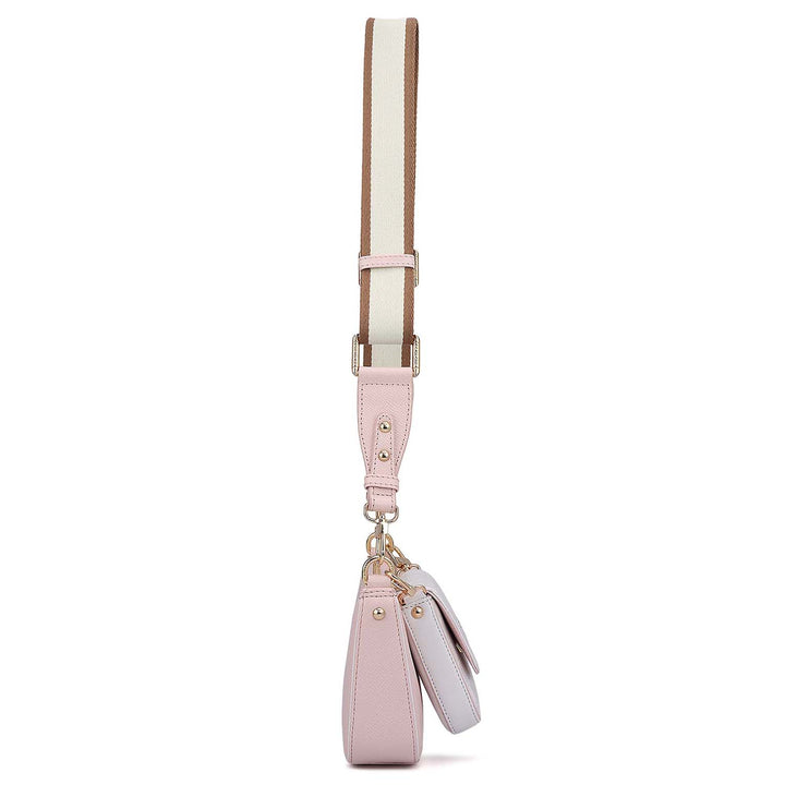 Small Monogram Franzy Leather Sling - Blush & White